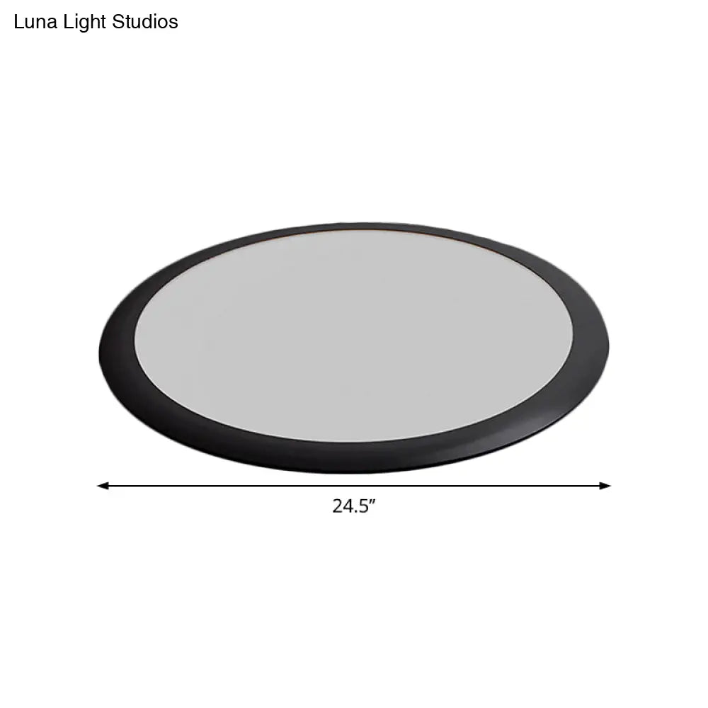Minimalist Led Black Flush Ceiling Light With Metallic Round Mount White/Warm Options