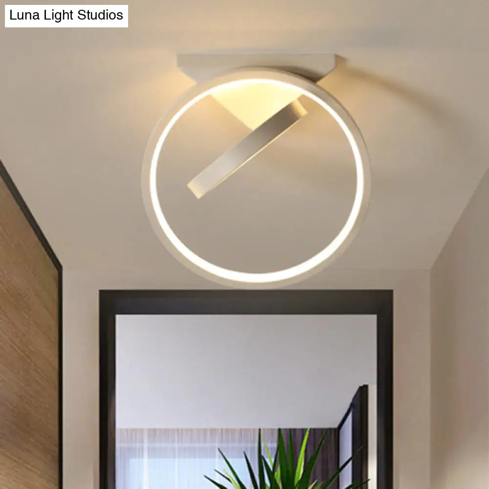 Minimalist Led Flush Light With Dual Rings - Ceiling Mount Warm/White Black/White