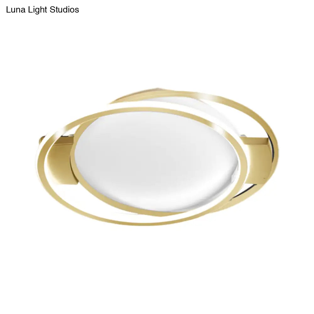 Minimalist Led Gold Dual Ring Flush Mount Lamp In Warm/White Light