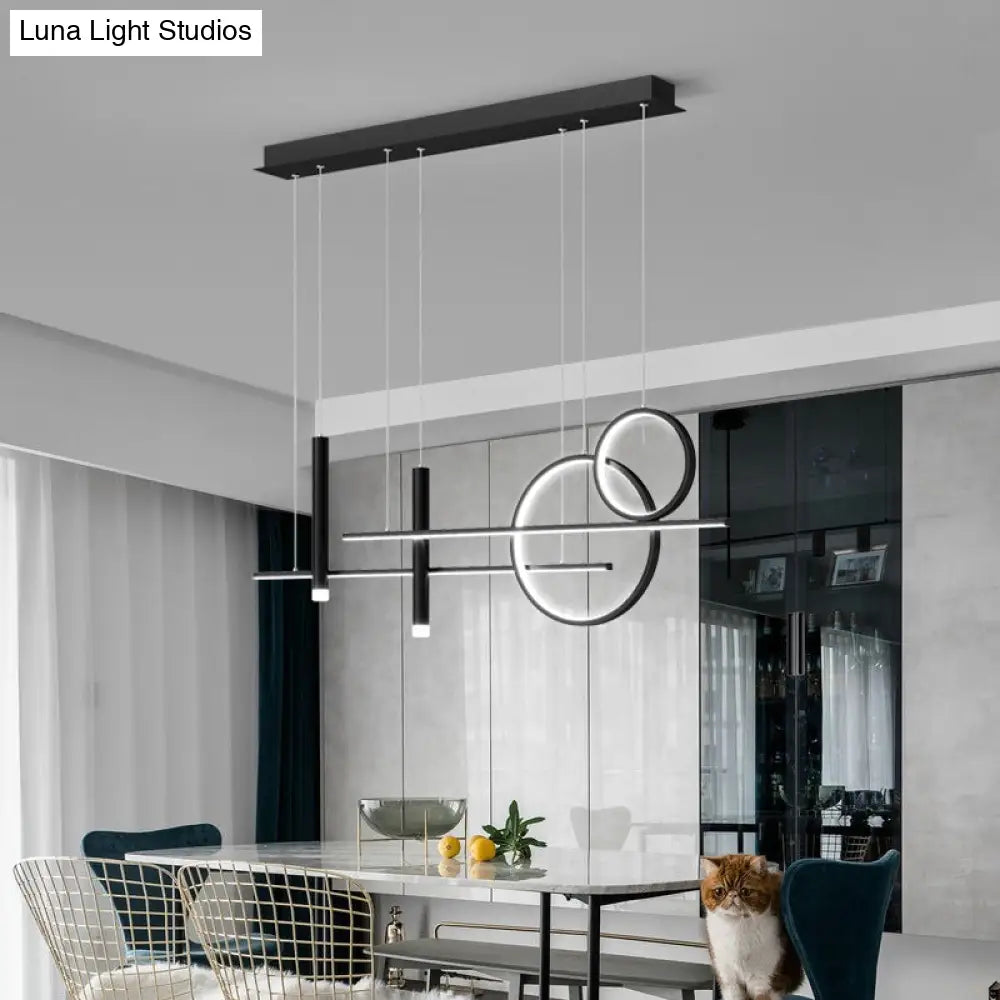 Minimalist Metal Dinner Suspension Lamp With Led Island Pendant And Spotlight