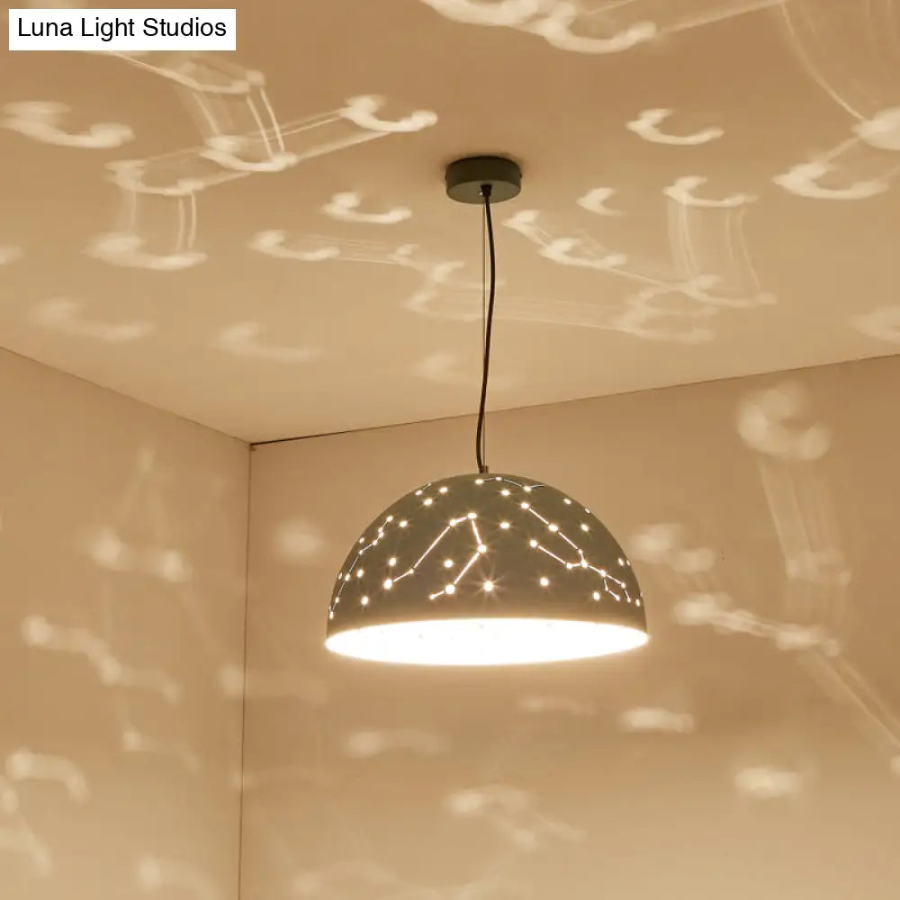 Minimalist Metal Hanging Ceiling Light - 1-Light Semisphere Pendant Lamp Blue/Green/Yellow