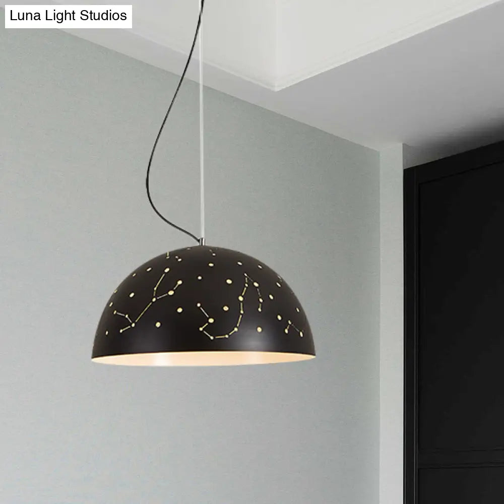 Minimalist Metal Hanging Ceiling Light - 1-Light Semisphere Pendant Lamp Blue/Green/Yellow