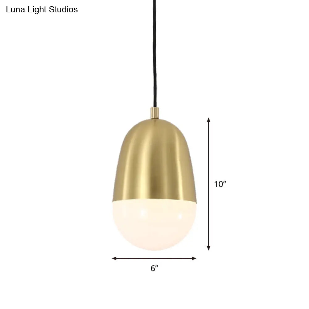 Minimalist Metal Pill Pendant Ceiling Light for Bedroom Brass Finish Brass