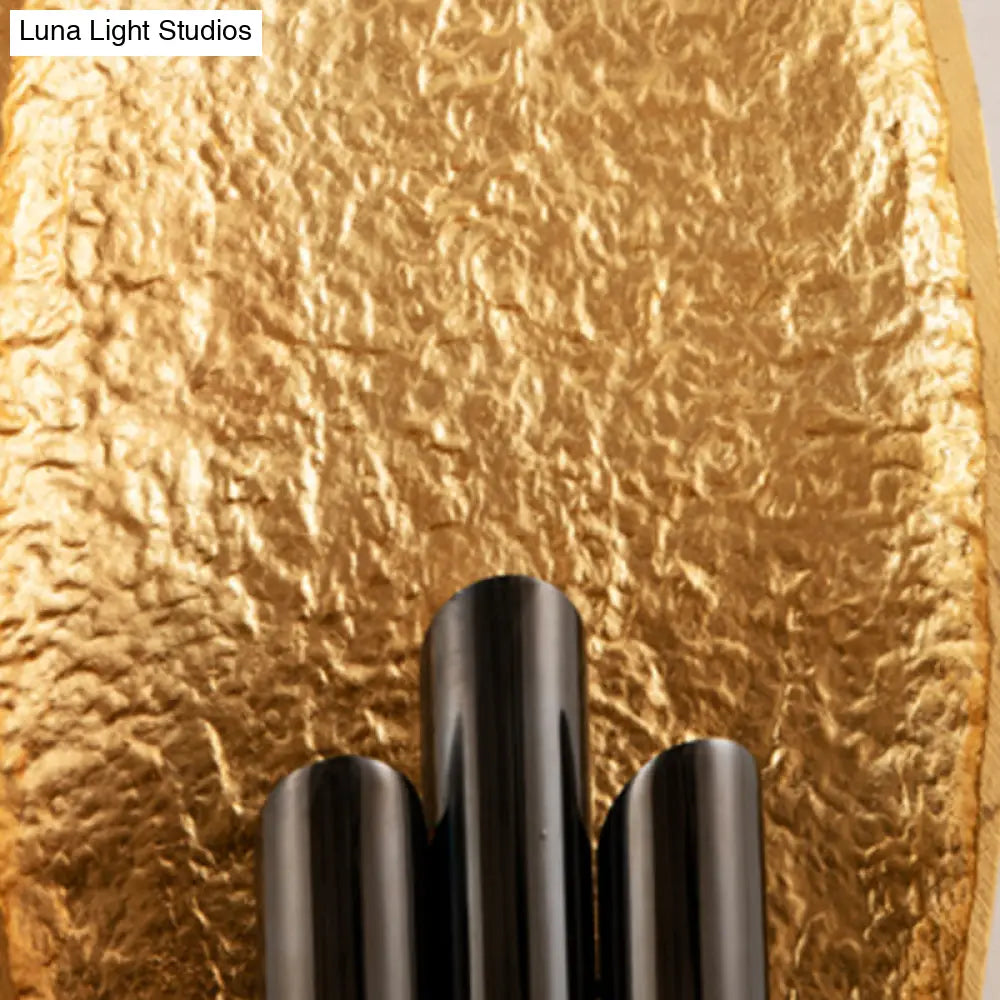 Minimalist Metallic 2-Light Flush Wall Sconce - Silver/Gold Convex Oval Light Fixture