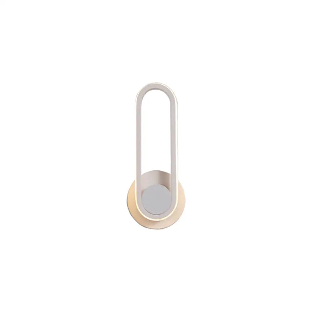 Minimalist Oblong-Ring Led Bedside Lamp In Black/White - Acrylic Shade Warm/White Light