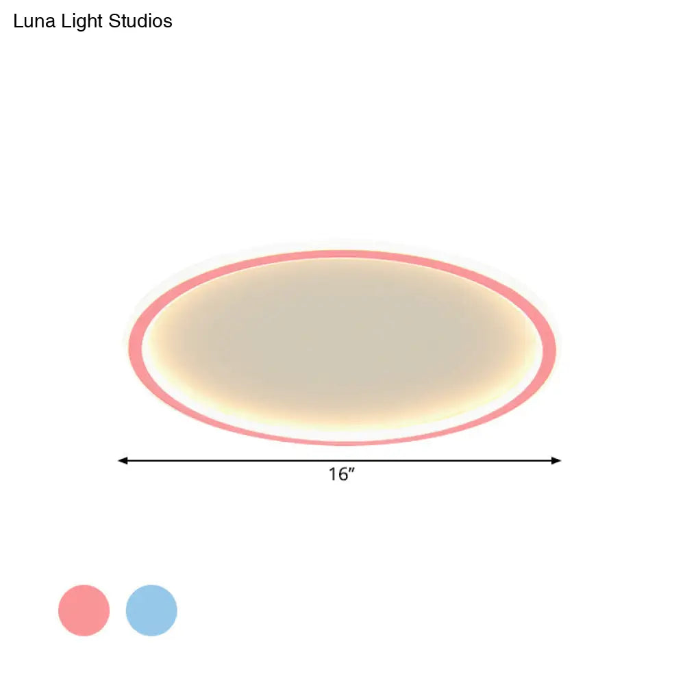 Minimalist Pink/Blue Led Flush Mount Ceiling Light For Bedroom