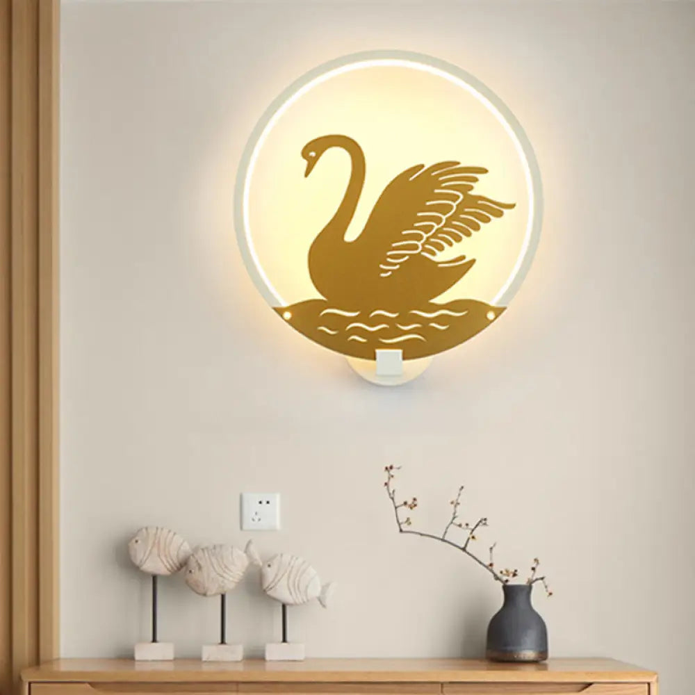Minimalist Rounded Swan Mural Led Wall Light In Black/White Warm/White White / Warm