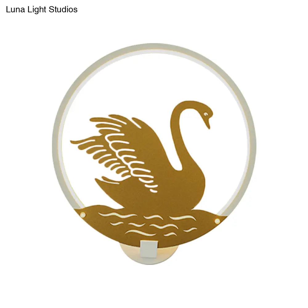 Minimalist Rounded Swan Mural Led Wall Light In Black/White Warm/White