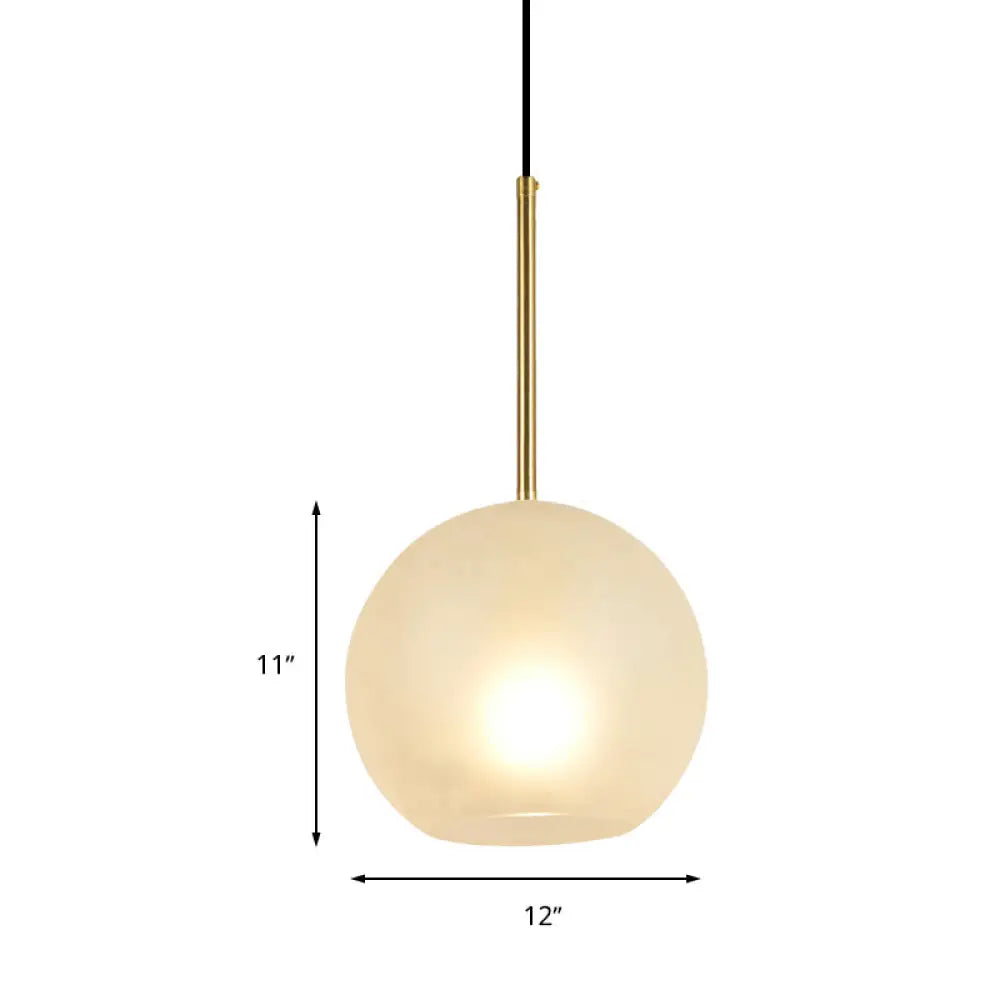 Minimalist White Glass Pendant Light - Brass Sphere Hanging Lamp Kit (1 Head 8/12 Wide)