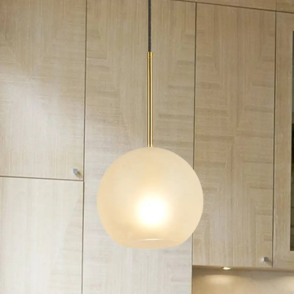Minimalist Textured White Glass Sphere Hanging Lamp Kit - 8’’/12’’ Wide Brass Pendant Light Textured White / 8’’