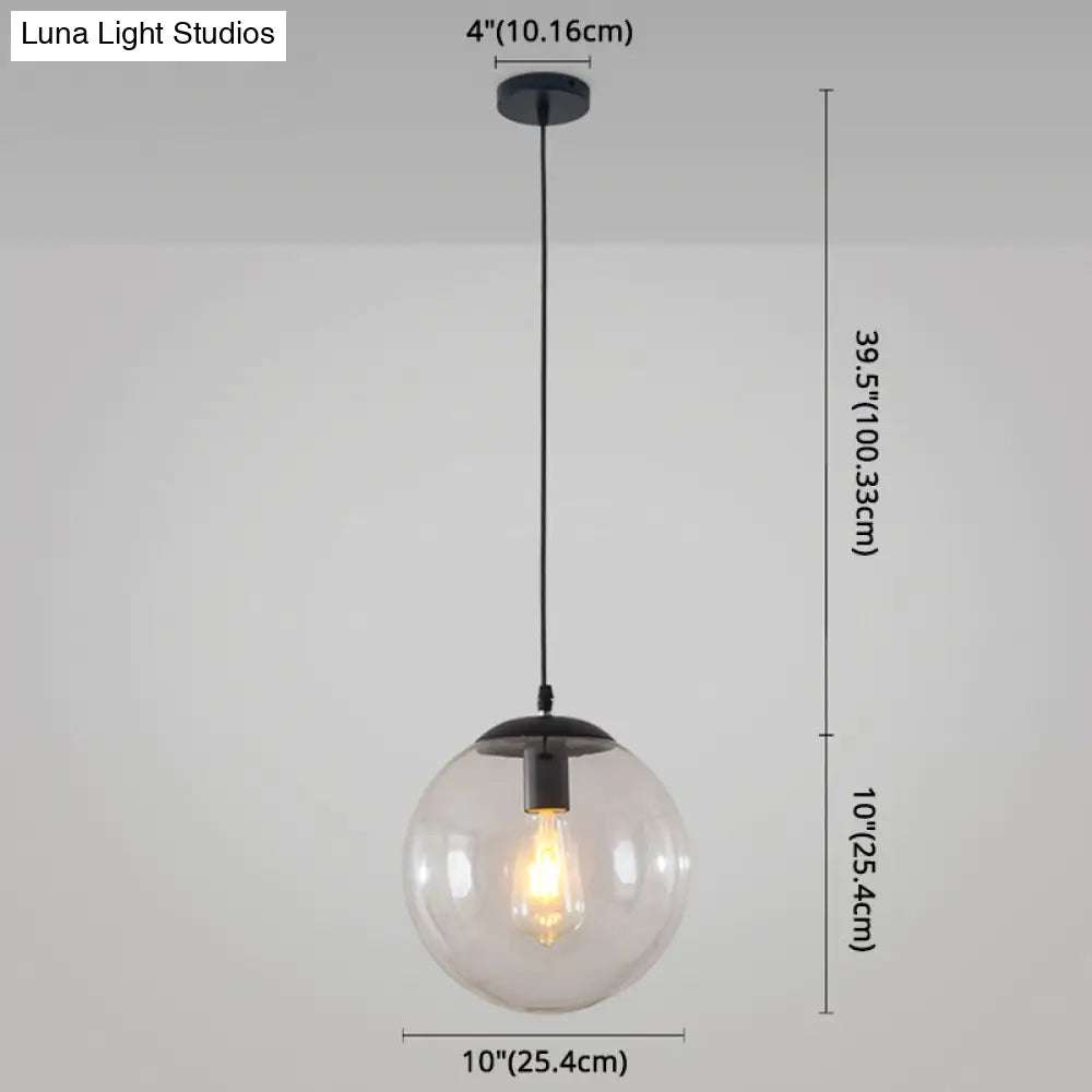 Minimalist Transparent Glass Ball Pendant Light With 39’ Hanging Wire