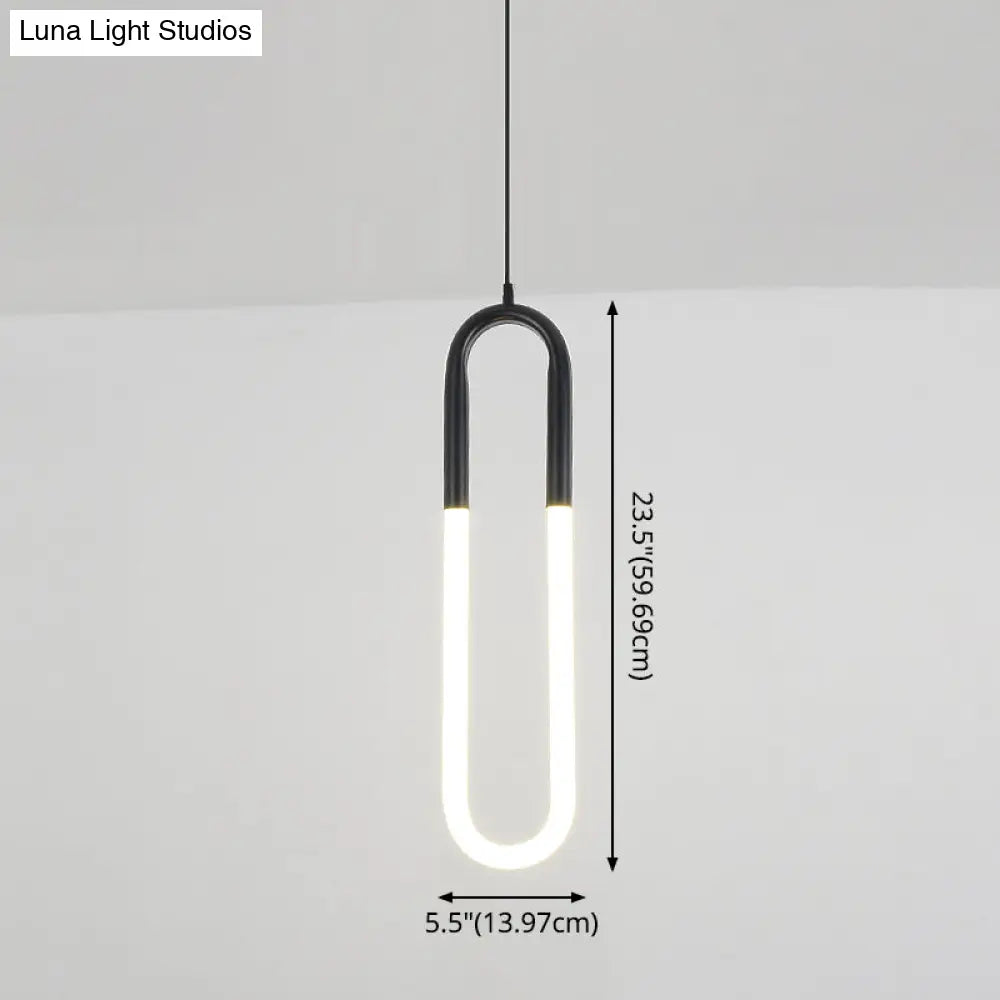Minimalist U-Shaped Acrylic Led Ceiling Pendant Light Fixture For Living Room