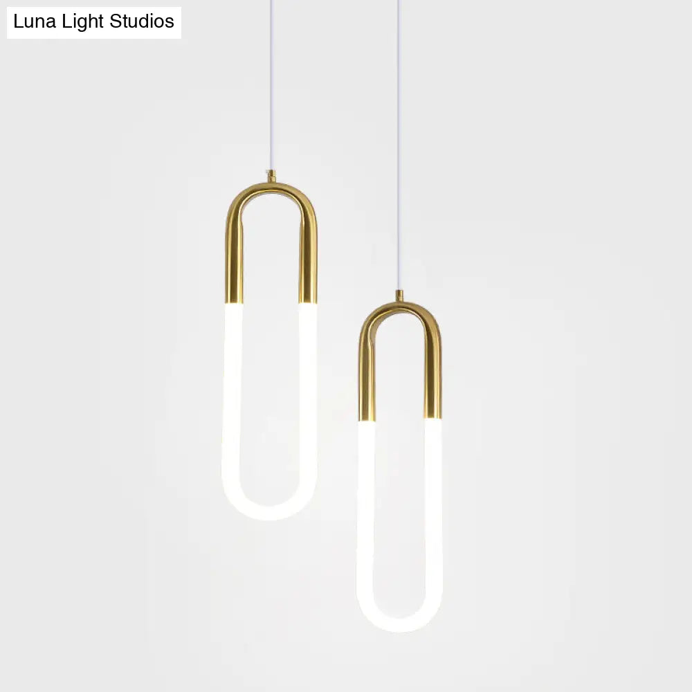 Minimalist U-Shaped Acrylic Led Ceiling Pendant Light Fixture For Living Room