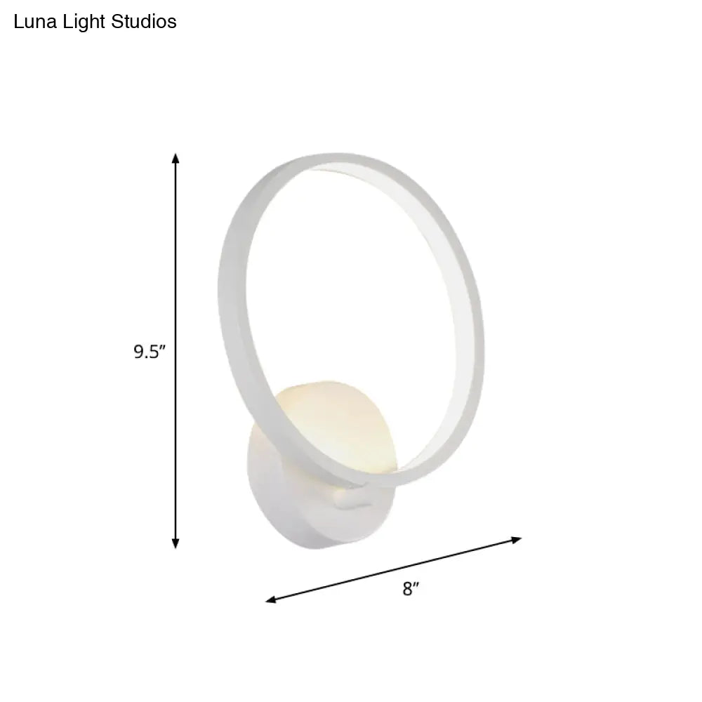 Minimalist White Led Circle Sconce Light Fixture With Acrylic Wall Mount - Warm/White For Corridor