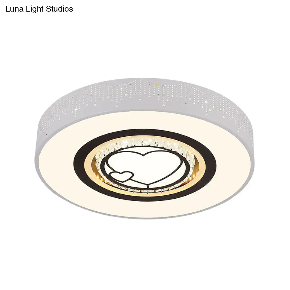 Minimalistic Acrylic Flush Mount Led Ceiling Light For White Bedroom With Crystal Drops & Choice Of