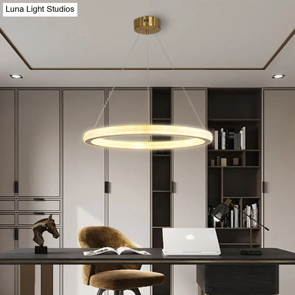 Minimalistic Brass Led Chandelier Light With Acrylic Suspension - 1/3/4-Tier Circle Design