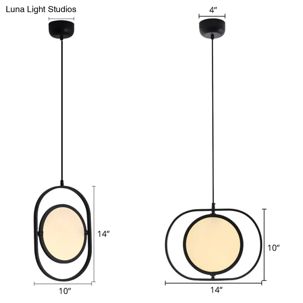 Minimalistic Led Pendant Lamp In Black For Bedside With Acrylic Shade
