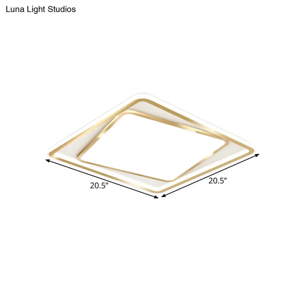 Minimalistic Metal Gold Flush Mount Lamp - 16.5’/20.5’ Wide Led Ceiling Lighting (Customizable