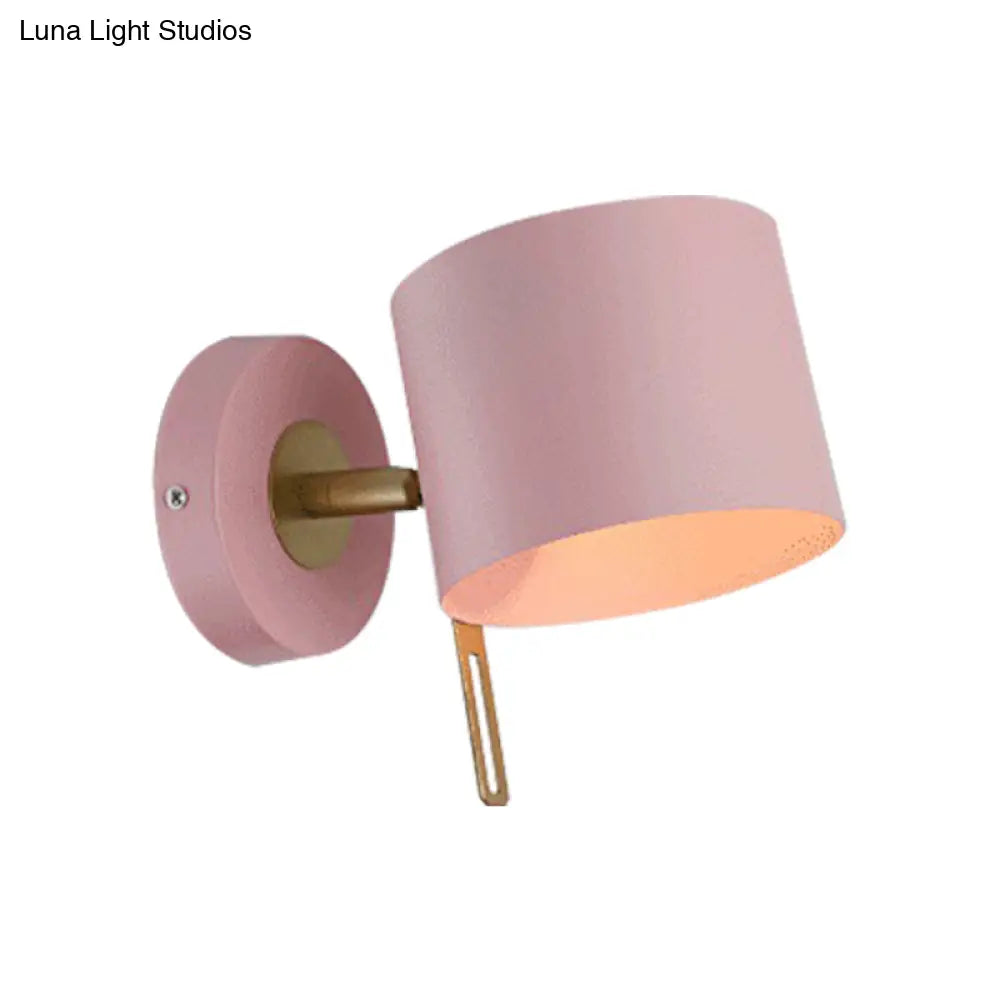 Minimalistic Metallic Cylinder Wall Mount Sconce - 5 Width 1 Light Black/Pink/Yellow/Blue Ideal For