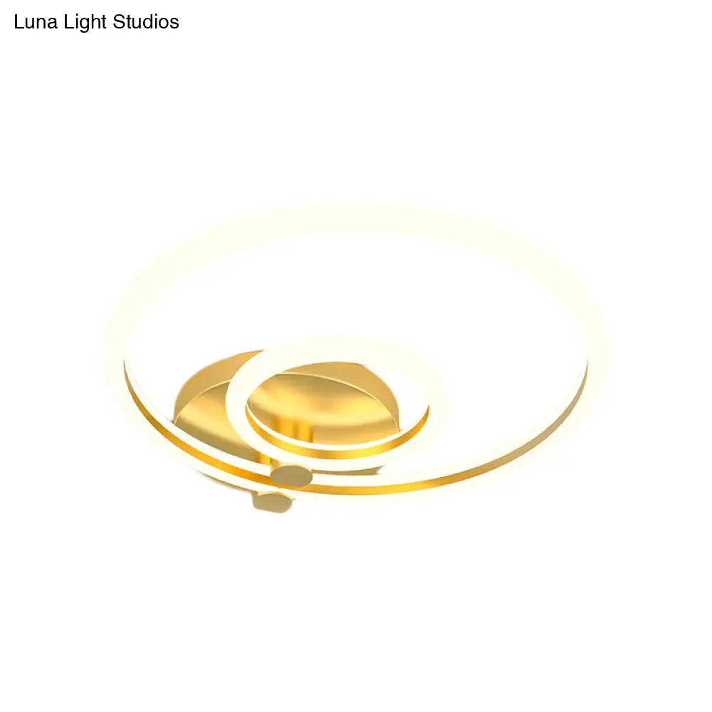 Minimalistic Metallic Led Gold Hoop Ceiling Mounted Fixture For Bedroom