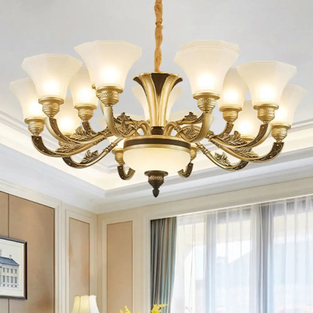 Minimalistic White Frosted Glass Bedroom Chandelier Light Fixture With Hanging Lamp Kit 15 /