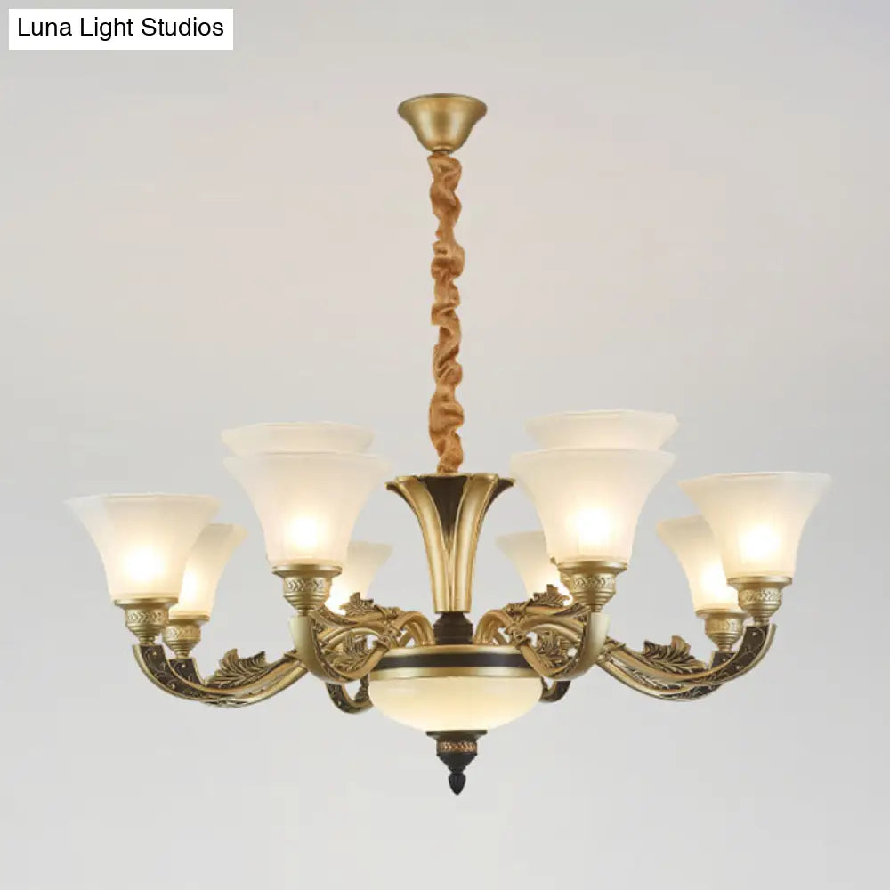Minimalistic White Frosted Glass Bedroom Chandelier Light Fixture With Hanging Lamp Kit