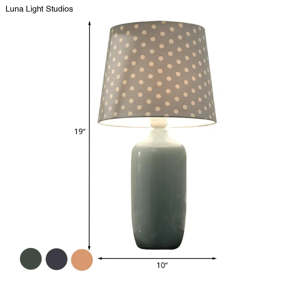Modern 1-Head Bedroom Night Table Light With Tapered Fabric Shade Vibrant Pink/Blue/Green Finish