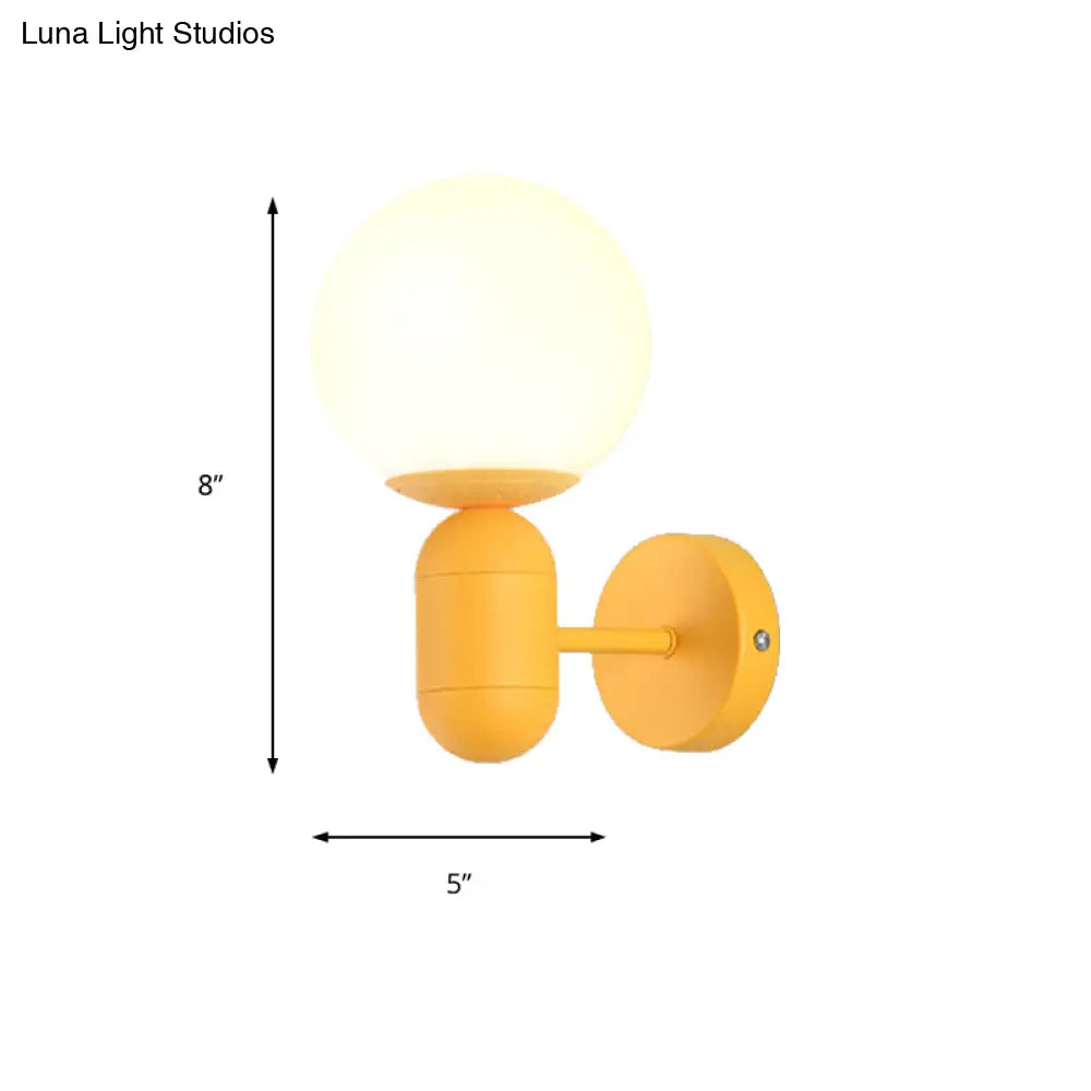 Modern 1-Light Metallic Wall Lamp With Orb Shade - Perfect For Balcony And Kitchen