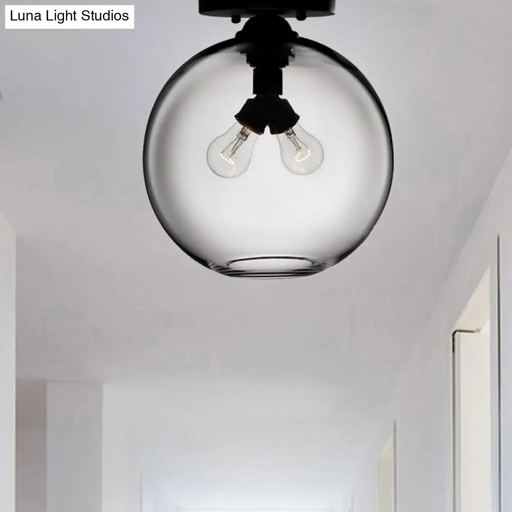 Modern 2 - Head Flushmount Ceiling Lamp With Colorful Glass Shades - Global Mounted Light’ Or