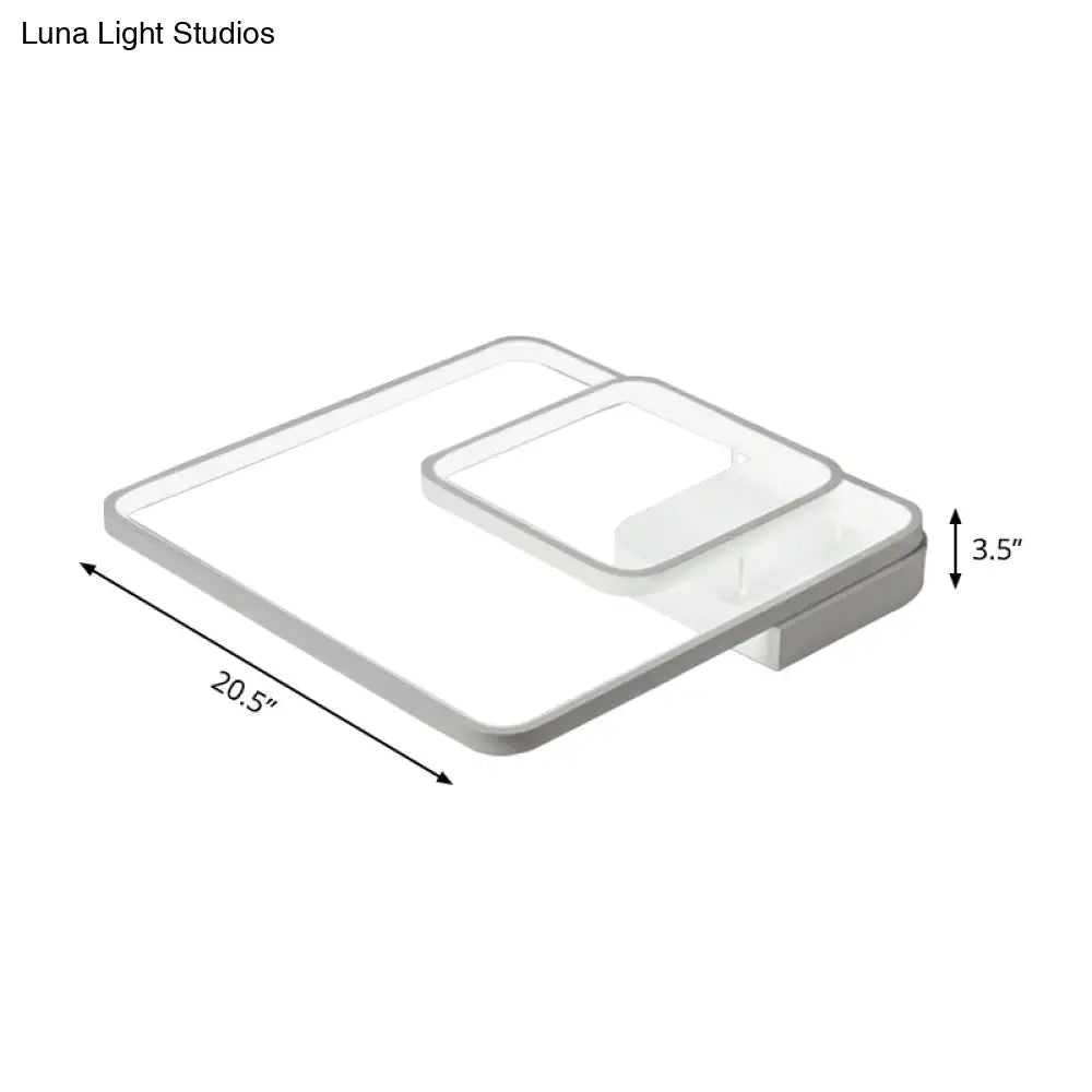 Modern 2 - Tier White Semi Flush Led Ceiling Light - Warm/White Acrylic Fixture 16.5’/20.5’ Wide