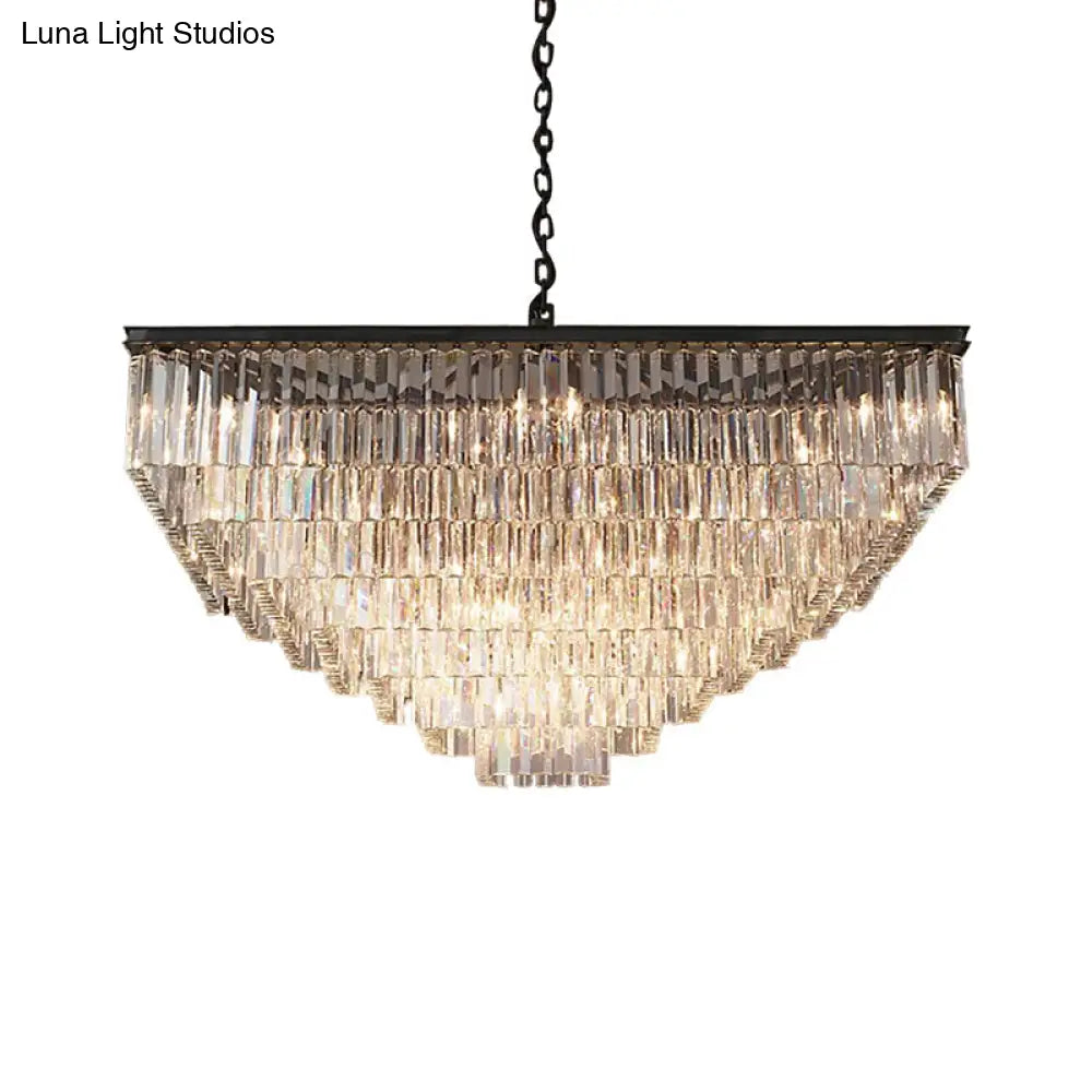 Modern 3/5/7-Tier Living Room Chandelier With Clear Crystal Shade And Led Suspension Pendant Various