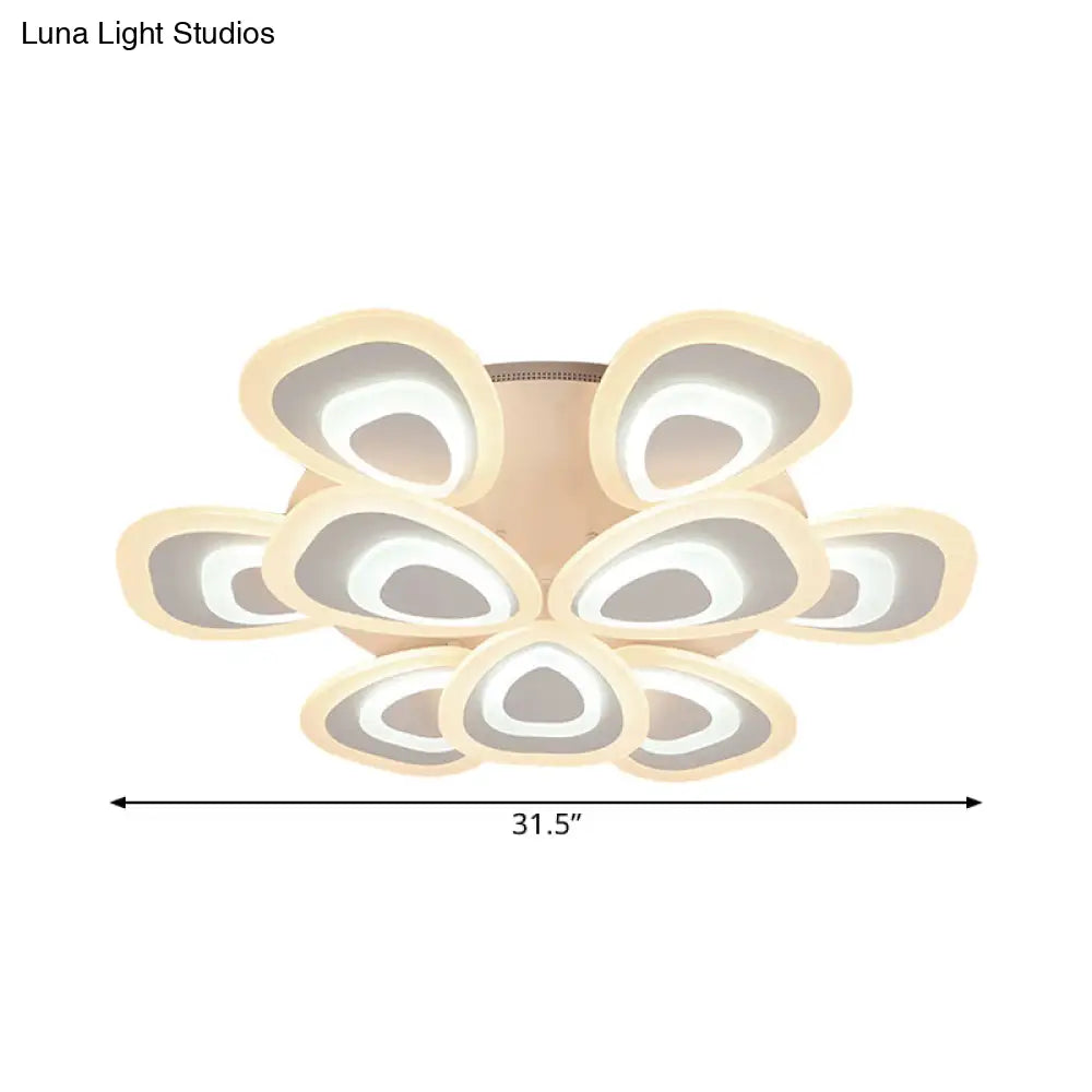 Modern Acrylic Ceiling Light Fixture - Peacock Tail Design Led Flush Mount Lamp With 3/5/9 Lights