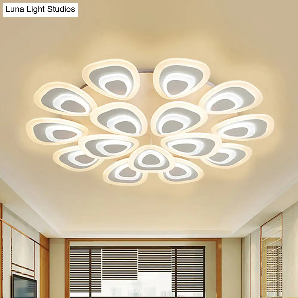 Modern Acrylic Ceiling Light Fixture - Peacock Tail Design Led Flush Mount Lamp With 3/5/9 Lights