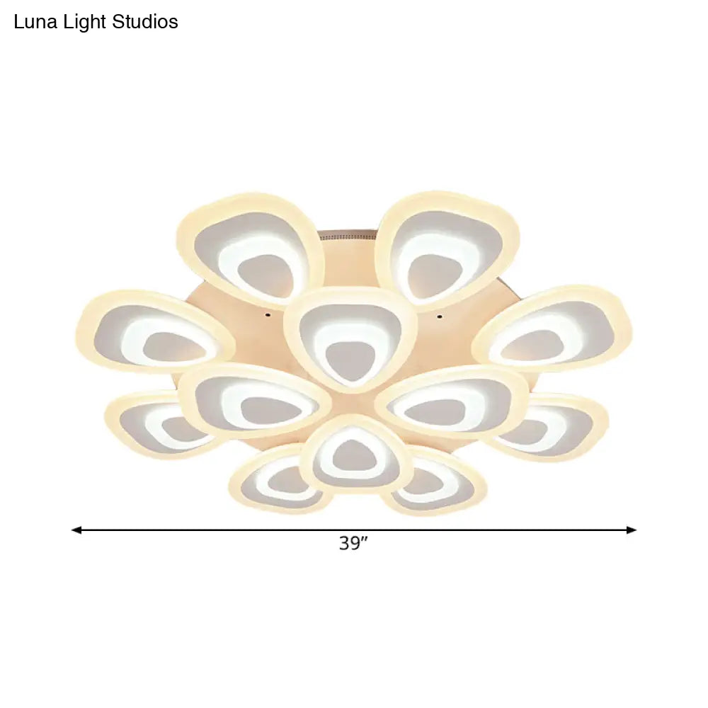Modern Acrylic Ceiling Light Fixture - Peacock Tail Design Led Flush Mount Lamp With 3/5/9 Lights