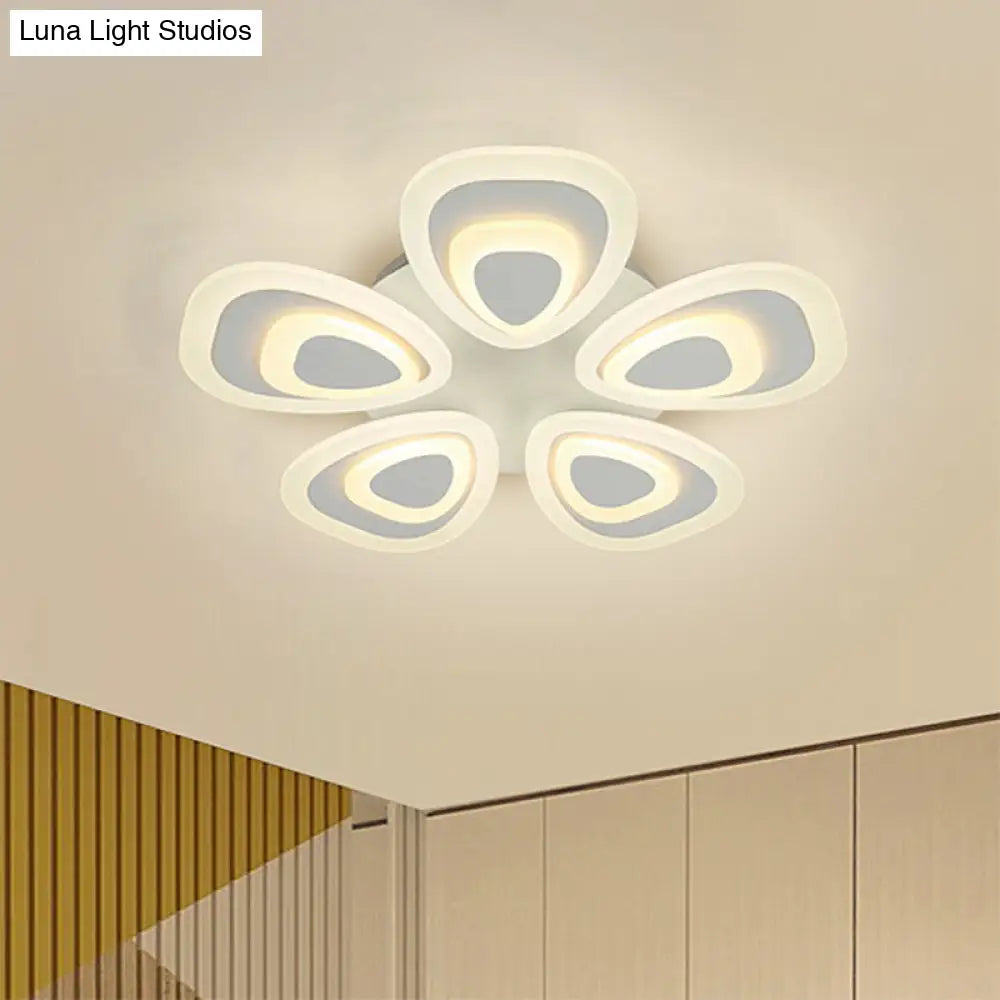Modern Acrylic Ceiling Light Fixture - Peacock Tail Design Led Flush Mount Lamp With 3/5/9 Lights