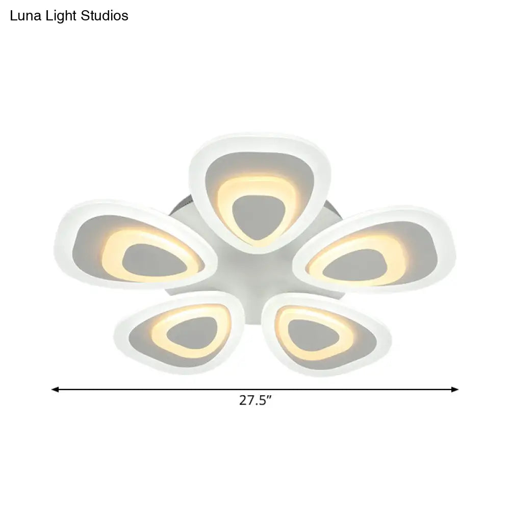 Modern Acrylic Ceiling Light Fixture - Peacock Tail Design Led Flush Mount Lamp With 3/5/9 Lights