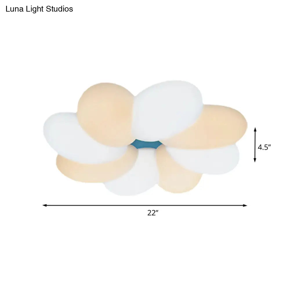 Modern Acrylic Flower Flush Ceiling Lamp For Child Bedroom - Led 18’/22’ Wide Warm/White Light