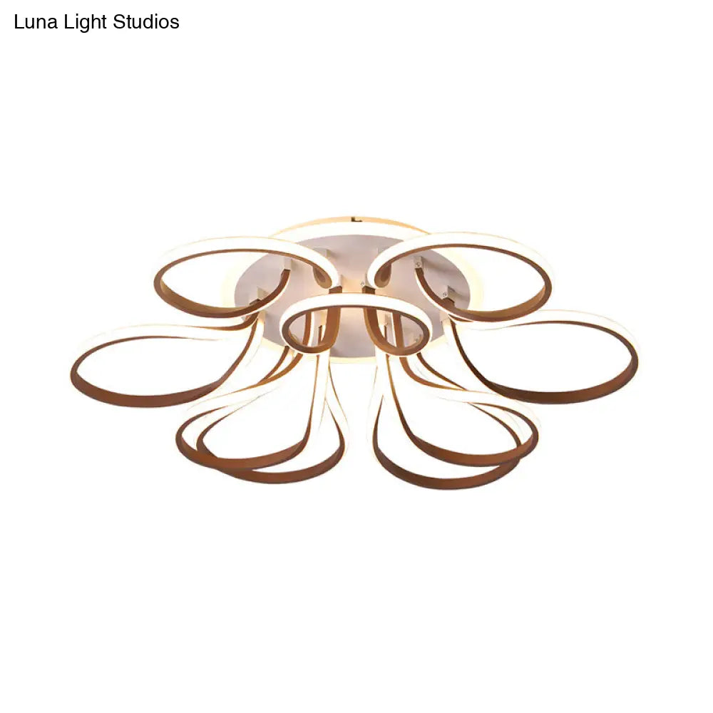 Modern Acrylic Flush Mount Ceiling Light Fixture - Bend Design 9/12 Heads Brown 38.5’/46.5’
