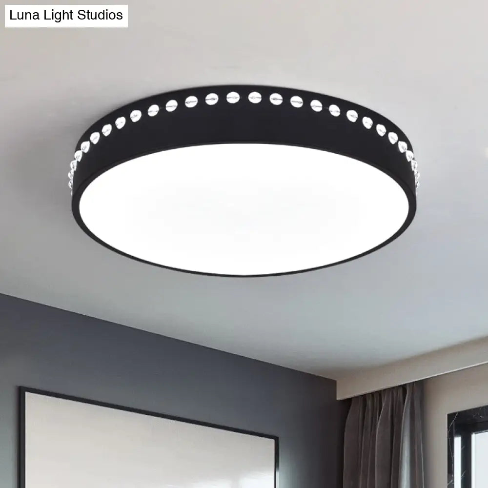 Modern Acrylic Flush Mount Drum Ceiling Light Fixture Led Black/White/Grey Warm/White