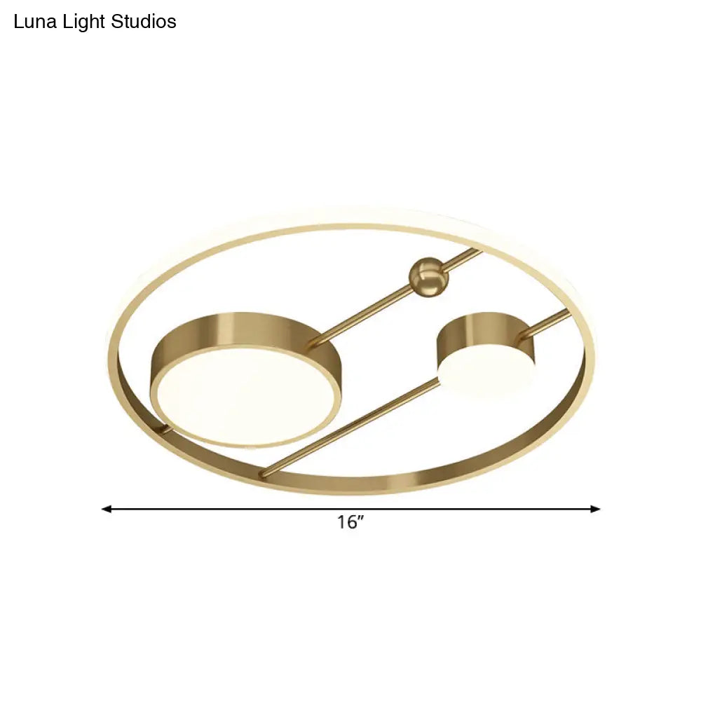 Modern Acrylic Led Brass Flush Mount Light Fixture For Bedroom - 16’/19.5’ W Rounded
