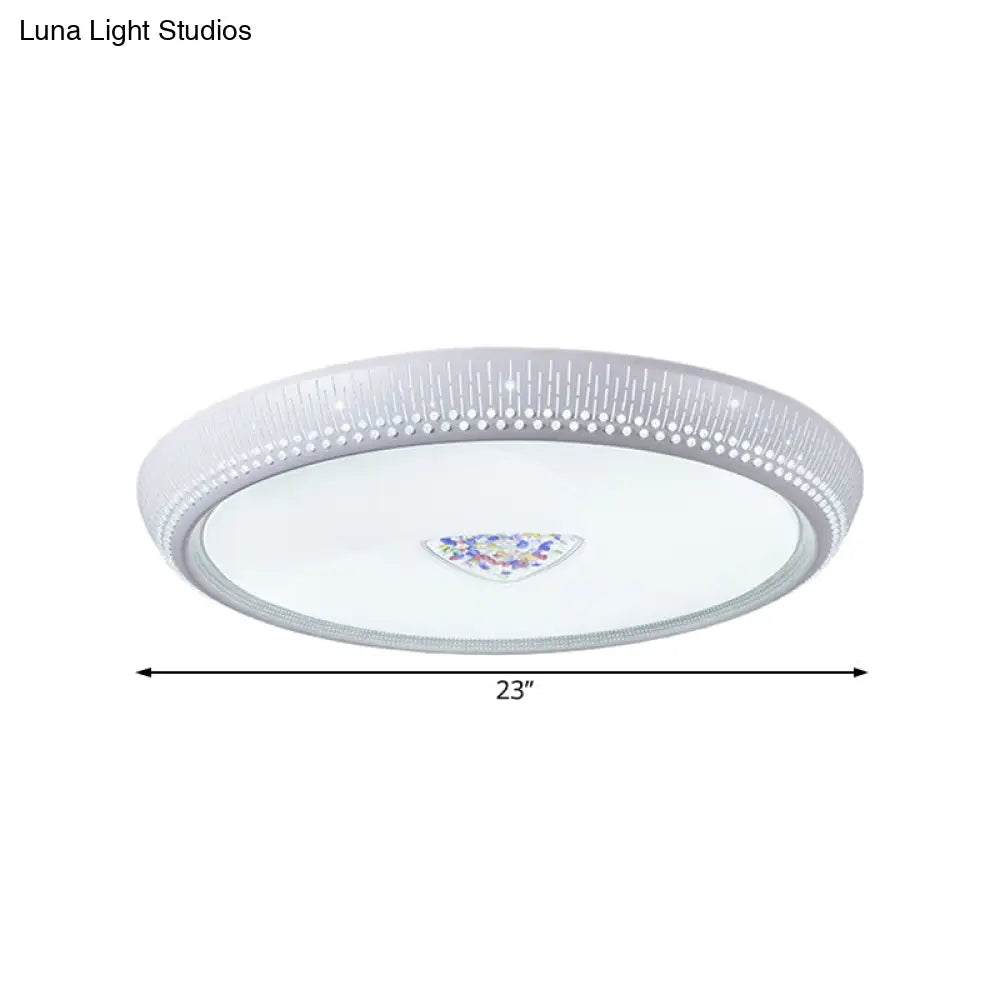 Modern Acrylic Led Flush Mount Ceiling Light - White 23’/31’ Wide