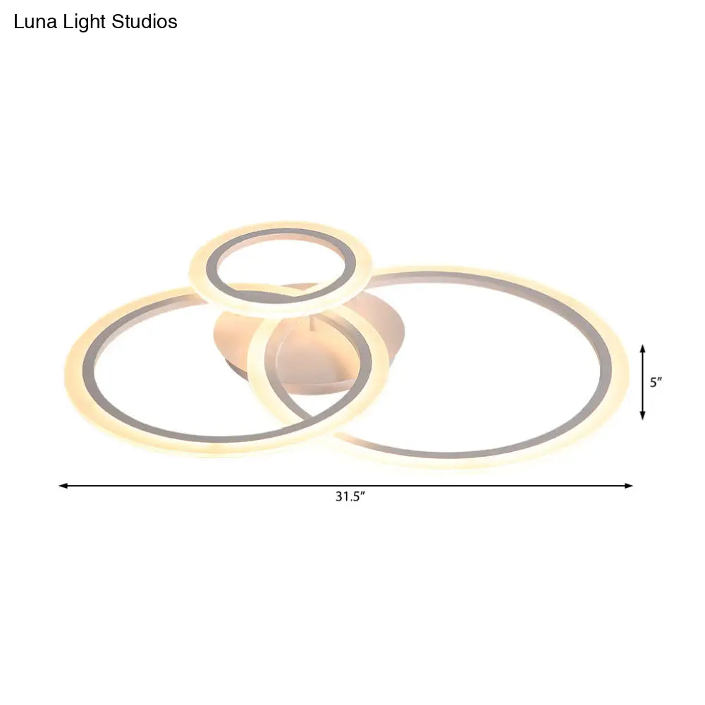 Modern Acrylic Light Ring Fixture For Bedroom Ceiling – Unique White Lighting (1/2/3 Lights