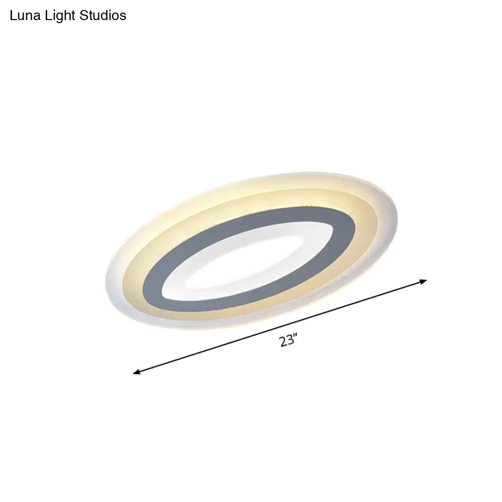 Modern Acrylic Oval Led Ceiling Light Fixture - Warm/White Multiple Sizes