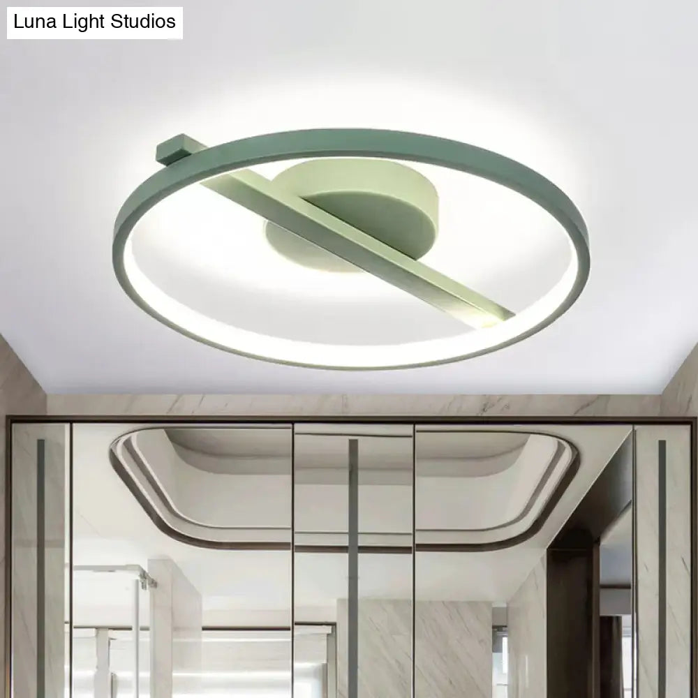 Modern Acrylic Ring Flush Mount Ceiling Light In Black/White/Blue For Living Room - Warm/White