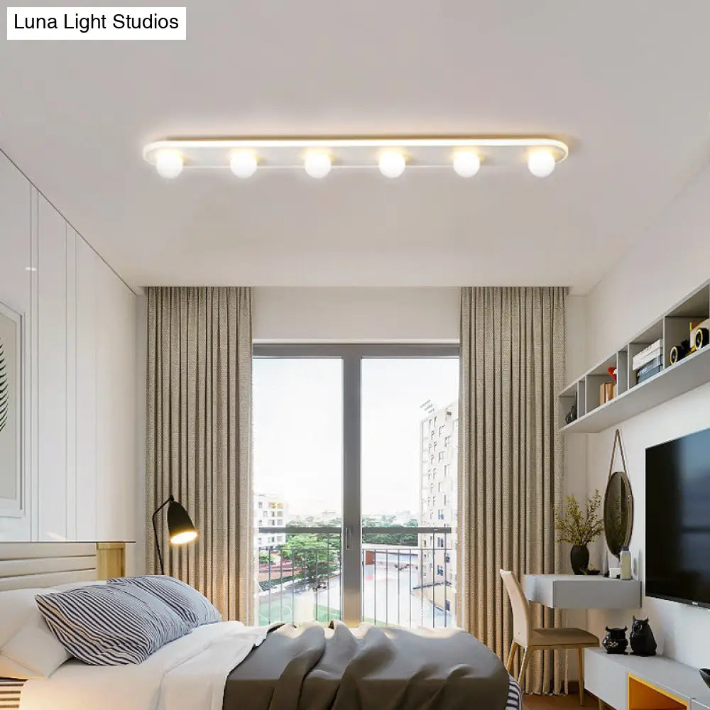 Modern Acrylic Semi-Flush Led Light Fixture - Rectangular White/Warm With 3/4/6 Lights