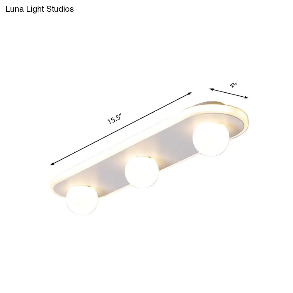 Modern Acrylic Semi-Flush Led Light Fixture - Rectangular White/Warm With 3/4/6 Lights