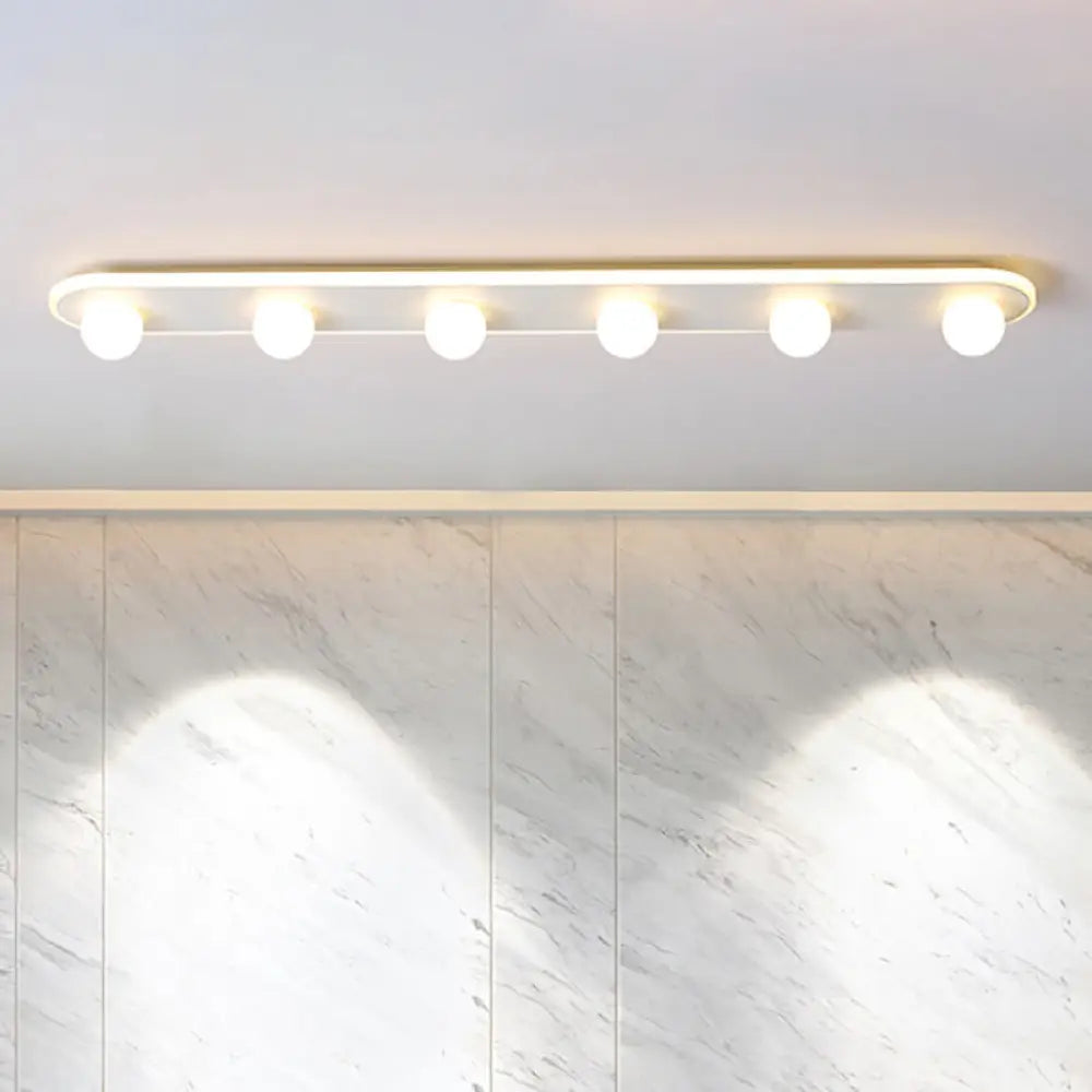 Modern Acrylic Semi-Flush Led Light Fixture - Rectangular White/Warm With 3/4/6 Lights 6 / White