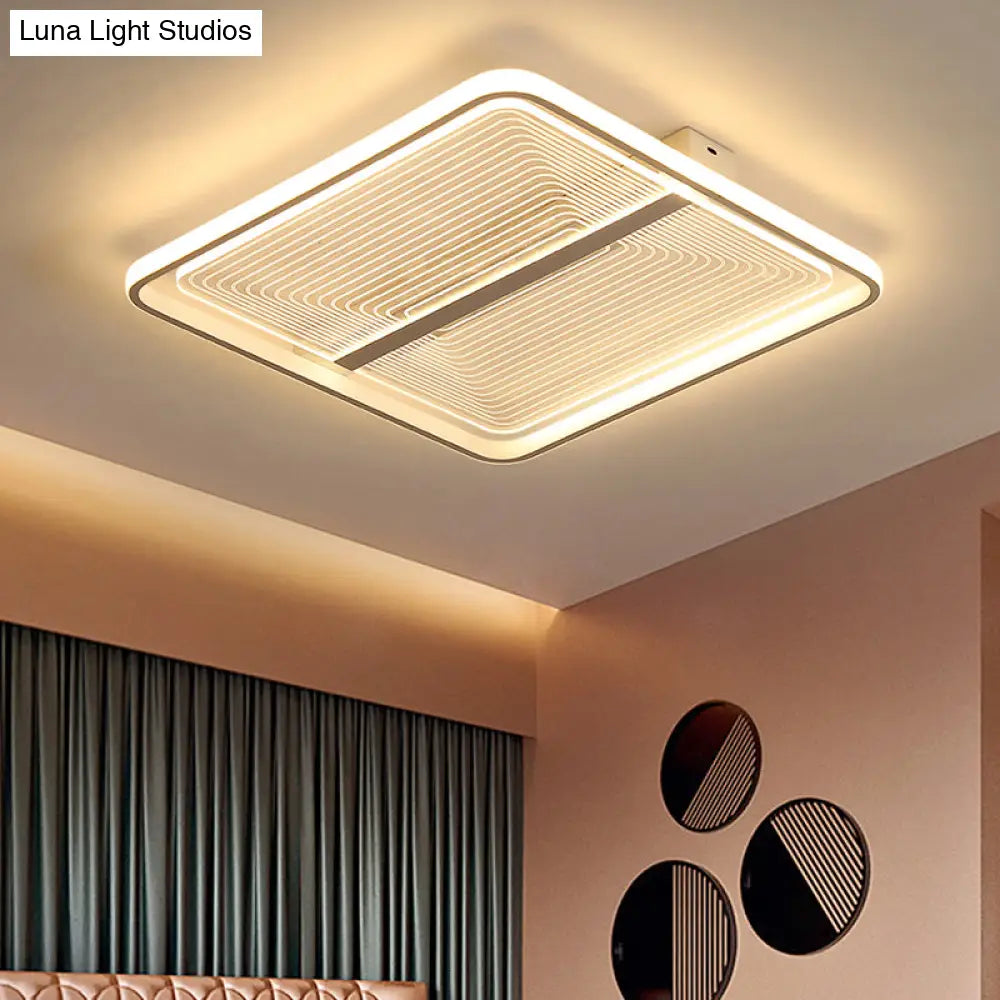 Modern Acrylic Square Flush Mount Lamp - White Ceiling Light Fixture With Warm/White