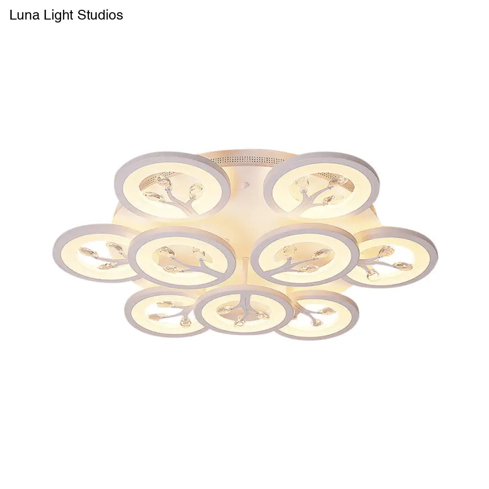Modern Acrylic Tree Flush Mount Ceiling Light With Led And Crystal Accents - 3/6/9 - Light Fixture