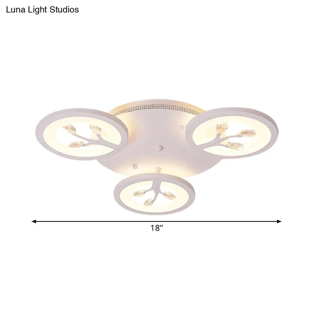 Modern Acrylic Tree Flush Mount Ceiling Light With Led And Crystal Accents - 3/6/9 - Light Fixture